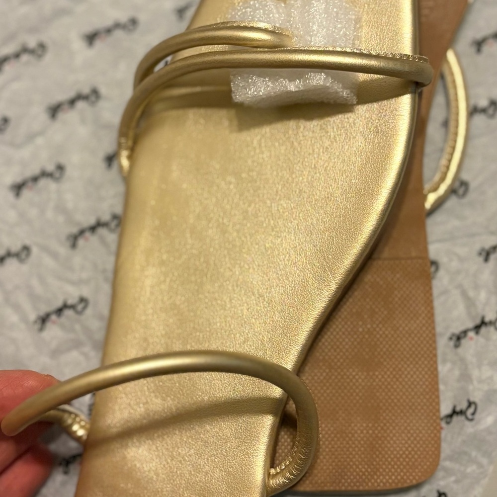 Qupid Gold Metallic Sandals with Spiral Straps